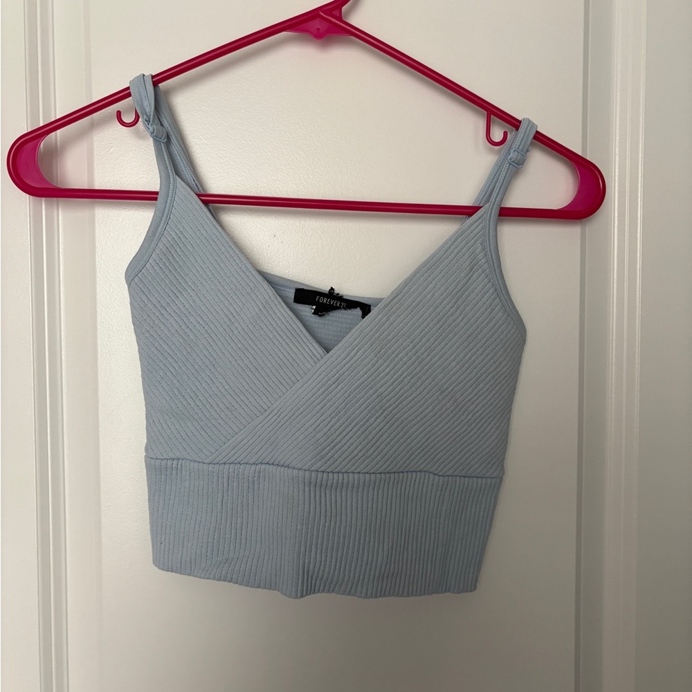 Women’s Forever 21 Sky Blue Ribbed Crop Top